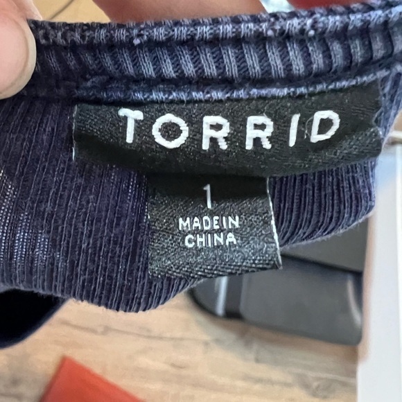 Torrid Cotton Modal Rib Scoop Neck Crochet Long Sleeve Top - Picture 7 of 9